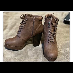 Booties stacked heel